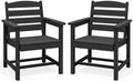 SERWALL Patio HDPE Dining Chairs Set of 2 with Arms, Black by SERWALL