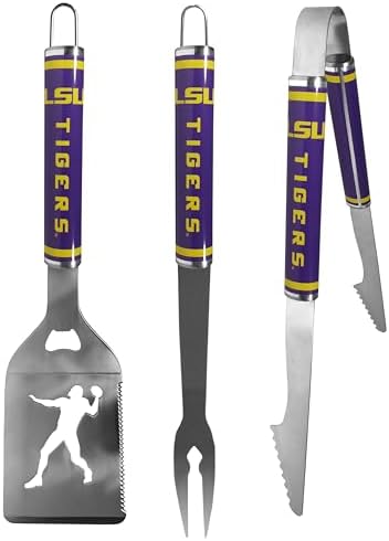 Siskiyou Sports NCAA LSU Tigers 3 pc Steel BBQ Tool Set, One Size, Team Colors by Siskiyou