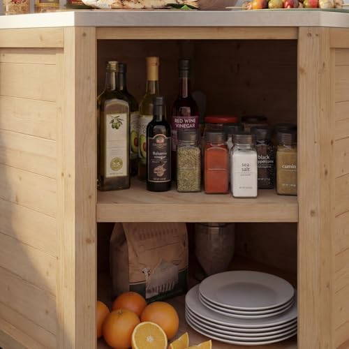 MOUMON Corner Patio Kitchen Storage Cabinet with Stainless Steel Countertop - Image 5