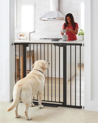Cumbor 36" Extra Tall Baby Gate, 30-46" Dog Gate Indoor Black by Cumbor