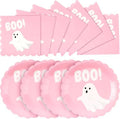 Roshtia 120 Pcs Pink Ghost Halloween Plates and Napkins Set by Roshtia