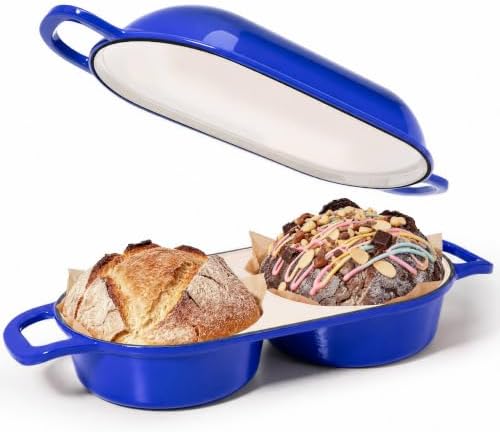 Double Dutch Oven for Sourdough Bread Baking, Cast Iron Dutch Oven [Blue] by Unknown
