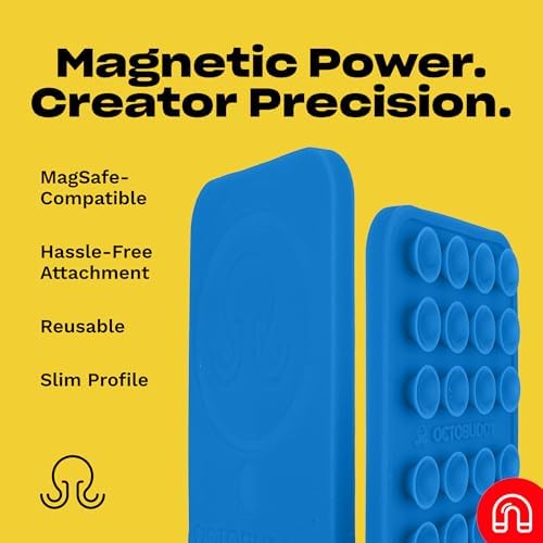 OCTOBUDDY Magnet - Dual Magnetic & Suction Phone Mount - Transparent - Image 6