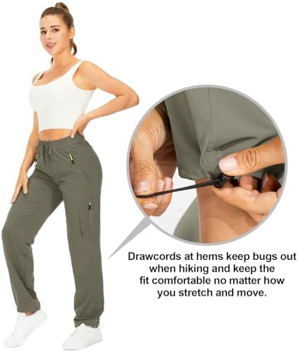 Toomett Women‘s Hiking Cargo Pants UPF 50 Quick Dry with Zipper Pockets - Image 4