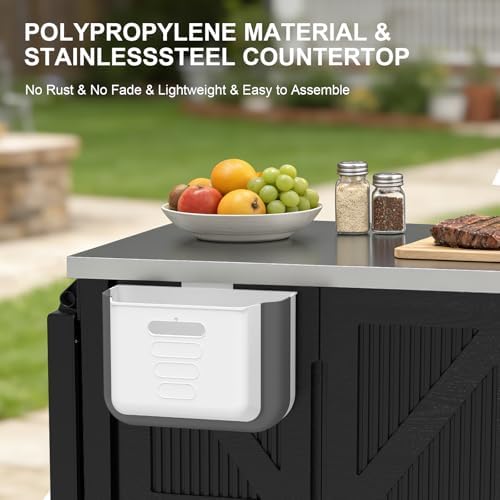 Outdoor Grill Cart with 2-Stainless Steel Top, 2-Tier Storage Cabinet - Image 6
