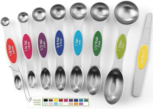 Spring Chef Magnetic Measuring Spoons Set of 8 for Kitchen, Multicolor by SpringChef