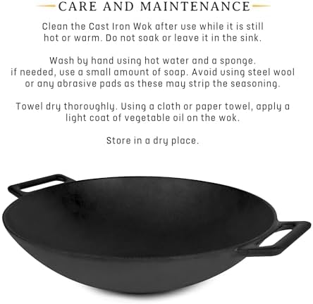 Jim Beam 12" Pre-Seasoned Cast Iron Wok, Griddle & Stir Fry Pan, Heavy Duty - Image 2