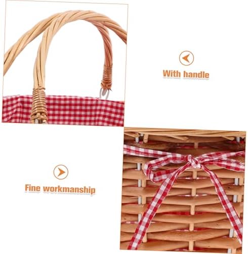 Vintage Wicker Picnic Basket with Handles, Rustic Fruit Storage Container - Image 2