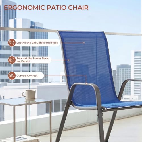 TLSUNNY 5 Pieces Patio Dining Set for 4, Glass Table and Textilene Chair - Image 4