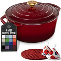 Zulay Kitchen 6.4QT Enameled Cast Iron Dutch Oven Pot with Lid, Heavy-Duty Soup Pot for Stews, Braising, Roasting & Sourdough Bread Baking, Oven Safe up to 500°F – Garnet by ZulayKitchen
