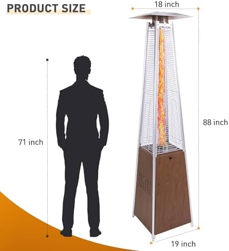 Pyramid outdoor heater, 48000 BTU Propane Patio Heater with Detachable Wheels and Protective Cover, Outdoor Propane Heaters for Patio(BN) - Image 2