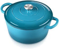 E-far 6 Quart Dutch Oven, Enameled Cast Iron Dutch Oven Pot with Lid, Nonstick Round Cookware for Braising/Stews/Roasting/Bread Baking/Cooking, Heavy Duty, Induction & Oven Safe - Teal Mist by E-far