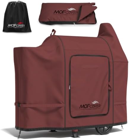 Foldable Grill Cover for Pit Boss 820 Deluxe/Pro 850, Waterproof 600D Heavy Duty Wood Pellet Smoker Cover, Fade＆Tear Resistant Pellet Grill Cover for Z Grill 700 Series,Red by Unknown