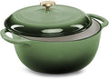 Best Choice Products 7.5 Quart Enamel Cast-Iron Round Dutch Oven, Family Style Heavy-Duty Pre-Seasoned Cookware for Home, Kitchen, Dining Room, Oven Safe w/Lid, Dual Handles - Deep Olive Green by BestChoiceProducts