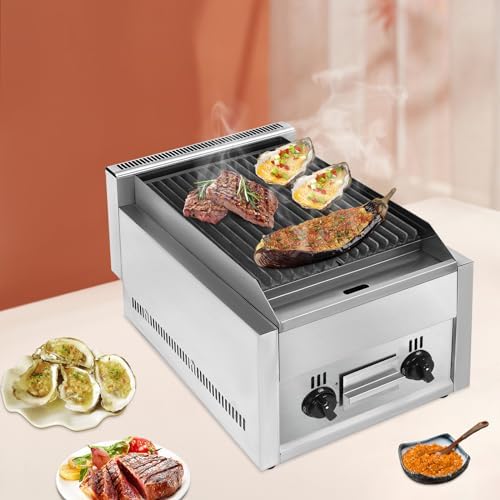 Commercial Gas Grills 2 Hearth Gas and Propane Flat Top Grills Natural Gas/Propane Gas Radiant Grills Countertop Char Broiler Grills with Adjustable Temperature For Garden Patios - Image 4