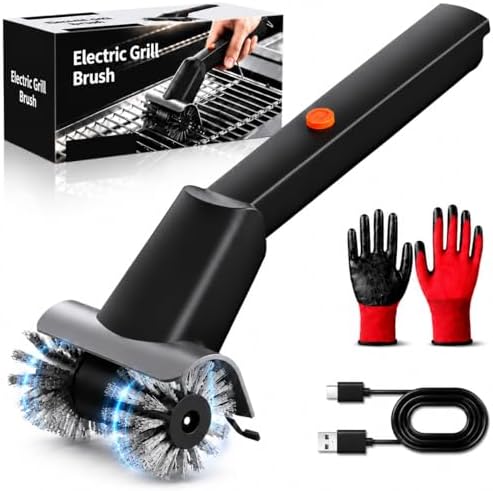 Rechargeable Electric BBQ Grill Brush, 2600mAh Battery, 2-Speed Power, LED Light, 100 Mins Long Runtime, 304 Stainless Steel Heat Resistant Grill Cleaner for Outdoor Camping & Grilling by Goodtrust