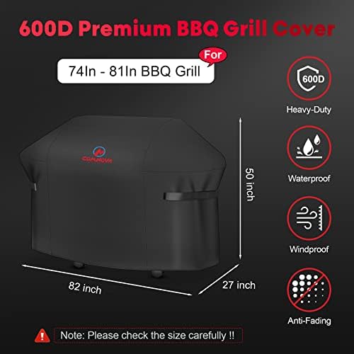 Comnova Grill Cover 82 Inch - 600D BBQ Cover for Outdoor Grill Heavy Duty and Waterproof, Large Barbecue Gas Grill Covers for Weber, Char-Broil, Nexgrill, Monument, Dyna-glo, Brinkmann and More - Image 2
