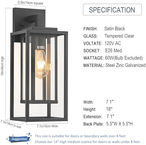 18" Double Cage Outdoor Wall Light, 2Pack Exterior Lantern Sconce - Image 5