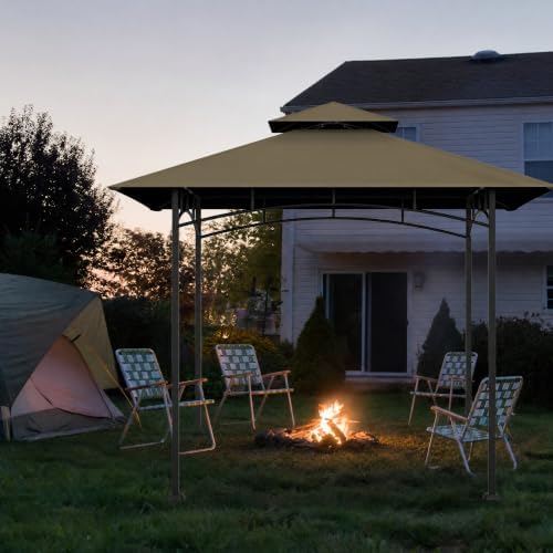 5' x 8' Grill Gazebo Replacement Top, Khaki Canopy Top Cover Only - Image 7