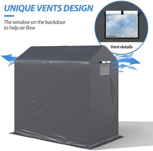 Outdoor Storage Shed 6 x 3Ft Heavy Duty Portable Storage Shelter with Roll-up Zipper Door for Bike, Mower, Garden Storage - Image 5
