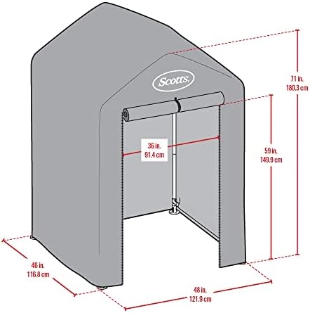 Scotts 4x4x6 FT Pop-Up Outdoor Storage Shed, Portable Water-Resistant Deck & Garden Tent Shelter for Tools, Equipment & Lawn Gear - Image 6