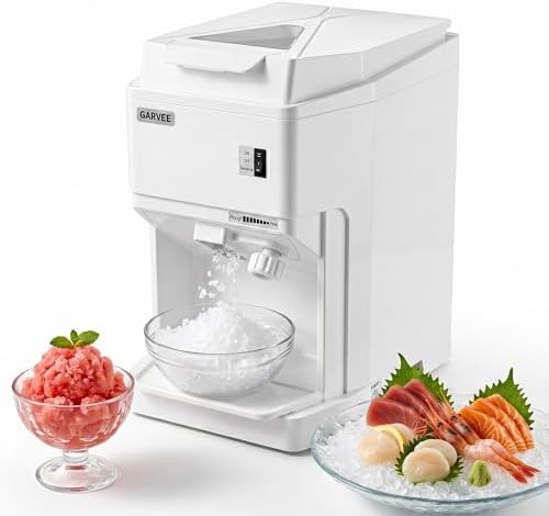 Commercial Shaved Crusher Ice Machine, 300LB/H, Ice Texture Control, White by GarveeHome