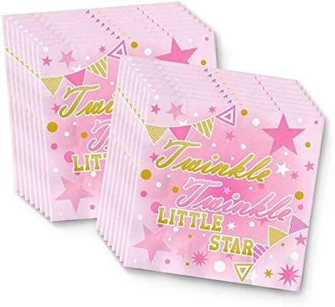 Twinkle Twinkle Little Star Pink Birthday Party Supplies Set Plates Napkins Cups Tableware Kit for 16 - Image 4