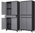 Letaya Metal Garage Storage Cabinet with Wheels,72” Rolling Tool Cabinet with 4 Door Lock-Adjustable Shelves and Drawer for Garage Home Office Utility Room (Black&Gray with Wheels) by LetayaMetalCabinets