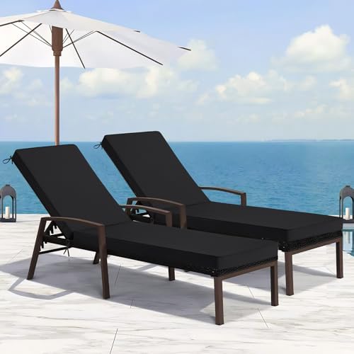 Basic Beyond Chaise Lounge Cushions Outdoor, 3-Layer Waterproof Outdoor Furniture Cushions with Removable Cover and 4 Ties, 72"x21"x3" Patio Lounge Chair Cushions for Outdoor Furniture, Black - Image 7