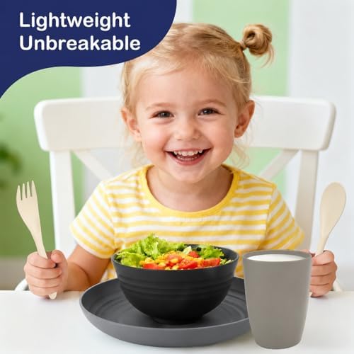 Wheat Straw Dinnerware Sets 20 PCS - Unbreakable Plates and Bowls Set - Image 4