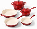 QuliMetal Nonstick Enameled Cast Iron Cookware Set, 5-Piece Pots and Pans Set with Lids, Skillet, Frying Pan, Saucepan & Dutch Oven for All Stovetops, PFOA Free, Ideal for Sourdough Bread Baking by QuliMetal