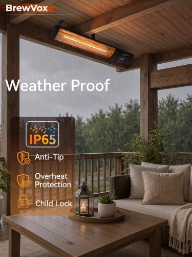 1500W Patio Heater, Electric Outdoor Heaters for Patio with Thermostat, Instant Warmth Carbon Fiber Infrared, Smart App & Remote Control, Wall & Stand Mount, IP65 Waterproof - Image 6