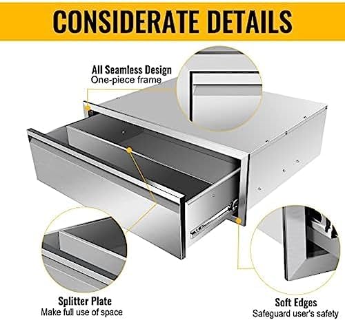 Pull Out Trash Drawer, Lower Sliding Rails Stainless Steel Roll Out Trash Bin Pull Out Tray With Handle For Outdoor Kitchen BBQ Island Grill Station,Single Drawer - Image 4