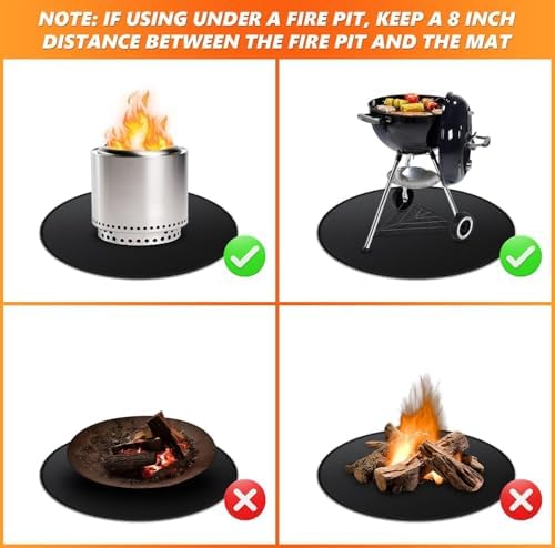 24" Fire Pit Mat for Solo Stove Bonfire Round Fireproof Under Grill Mat Oil Proof Waterproof BBQ Pad for Deck Patio Grass Outdoor Grill Accessories Portable and Reusable - Image 6