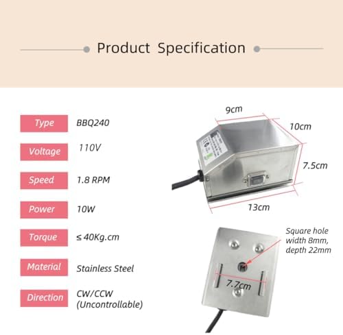 CHANCS Stainless Steel Barbecue Machine 110V 10W 1.8rpm, for Family Dining Outdoor Grilling Hotel Kitchen - Image 2