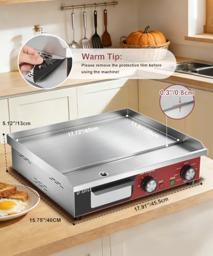 18" Commercial Electric Griddle with 5 Minute Reminder Timer, 1500W - Image 7