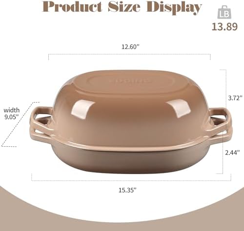 EDGING CASTING Enameled Cast Iron Oval Dutch Oven Pot with Lid, Dutch Oven for Sourdough Bread Baking, Oval Bread Pan, Bread Oven, Bread Dutch Oven, 7qt, Mocha - Image 2