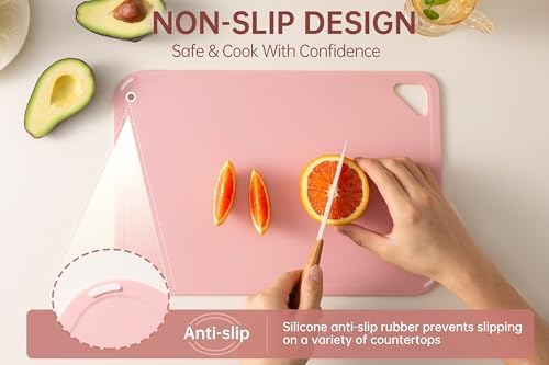 THETCHRY Plastic Cutting Board, Extra Large Pink Cutting Board for Kitchen - Image 6