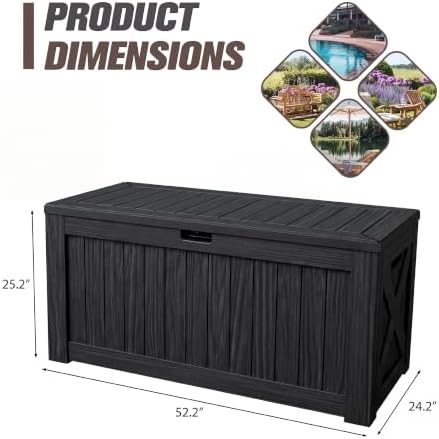 JUMMICO 120 Gallon Resin Deck Box, Large Outdoor Storage Box Waterproof - Image 5