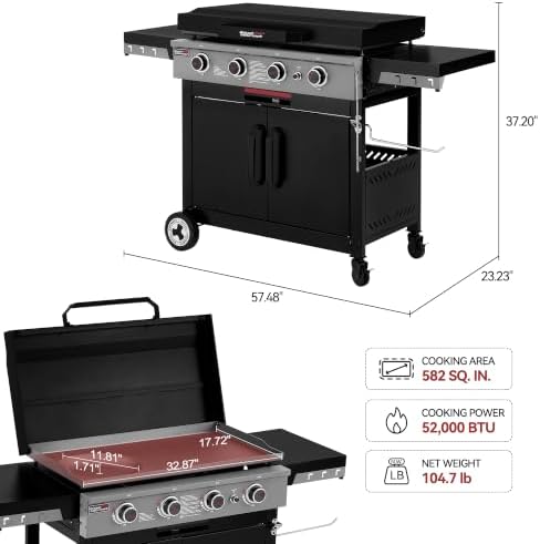 Royal Gourmet GB4008B 4-Burner Gas Griddle, Recessed Fry Zone, Camping - Image 3