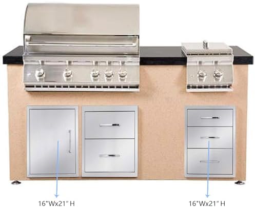Outdoor Kitchen Drawers,Stainless Steel BBQ Drawer 3-Drawer, 16" W x 21" H x 23" D Flush Mount Triple Access Drawer for Outdoor Kitchen,BBQ Island - Image 3