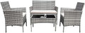 Homall 4 Pieces Outdoor Patio Furniture Sets Rattan Chair Wicker Set,Outdoor Indoor Use Backyard Porch Garden Poolside Balcony Furniture (Grey and Beige) by Homall