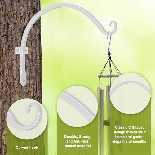 FEED GARDEN Heavy Duty Plant Hooks - 2 Pack 12 Inch Wall Mounted Hanging Brackets, 57lb Capacity Steel Plant Hangers for Bird Feeders, Baskets, Wind Chimes Outdoor Indoor- White - Image 4