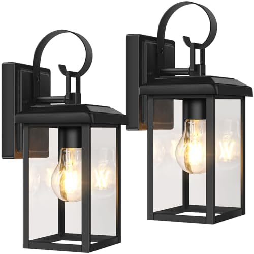 BesLowe 2-Pack Outdoor Wall Light Fixtures, Modern Porch Sconces, Black by BringYourBrightFuture
