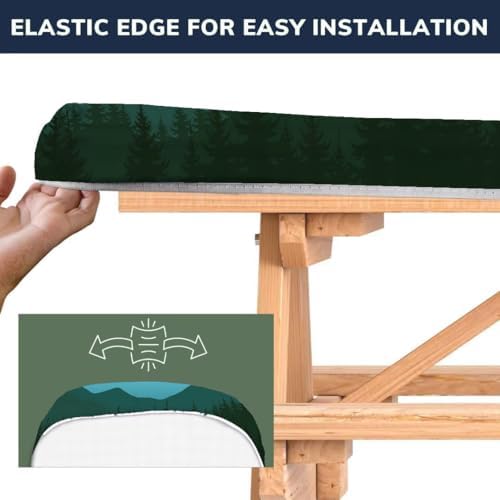 CAPSCEOLL Fitted Picnic Table Cover with Bench Covers 6ft - Green Mountain - Image 3