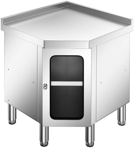 Stainless Steel Corner Cabinet Prep Table with 304 Stainless Steel Worktop by KINGBO