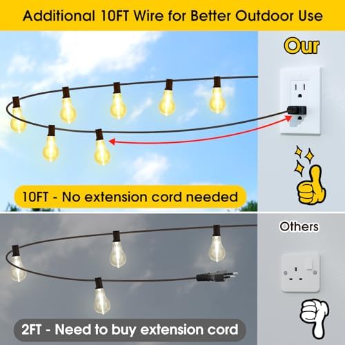 Larkvue 100FT Outdoor String Lights, Patio Light with 32 A39 Bulbs, Black - Image 2