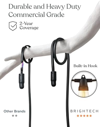 Brightech 48 (42+6) FT Ambience Pro Outdoor Solar String Lights - Bright Remote Control Color Adjustable Solar Light - Commercial Grade, 15 Waterproof LED Bulbs for Patios, Camping, Yard, Outside - Image 4