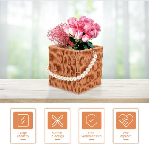 2 Pcs Oval Woven Rattan Storage Basket for Flowers - Image 3