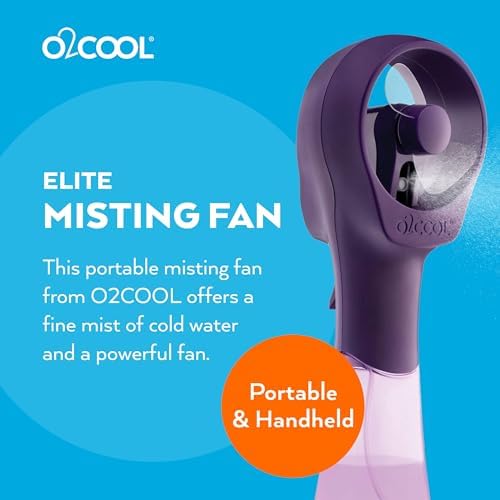 O2COOL Elite Handheld Misting Fan Battery Powered Purple - Image 2